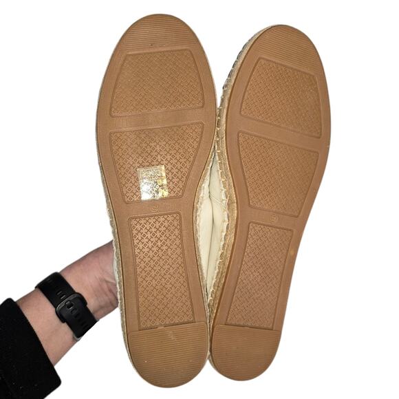 Tory Burch Black White Colorblock Espadrilles Flat Leather Upper Size 10.5 SEE - Picture 6 of 12